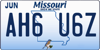 MO license plate AH6U6Z