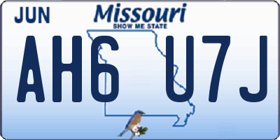 MO license plate AH6U7J