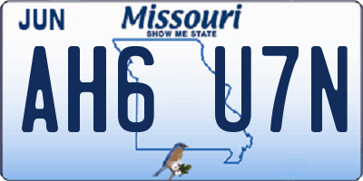 MO license plate AH6U7N