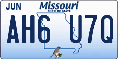 MO license plate AH6U7Q