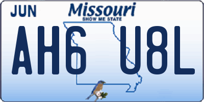MO license plate AH6U8L