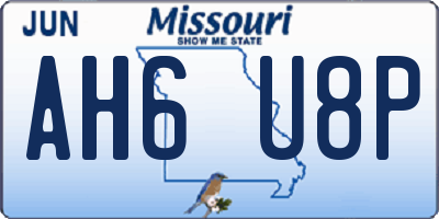 MO license plate AH6U8P