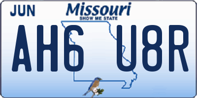 MO license plate AH6U8R