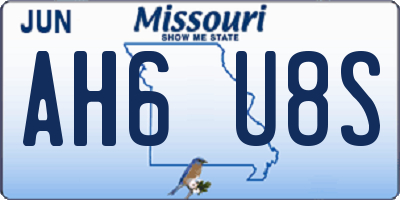 MO license plate AH6U8S