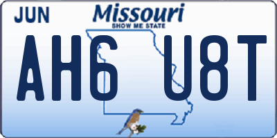 MO license plate AH6U8T