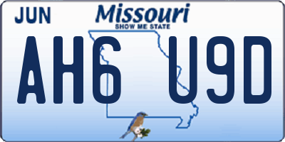 MO license plate AH6U9D