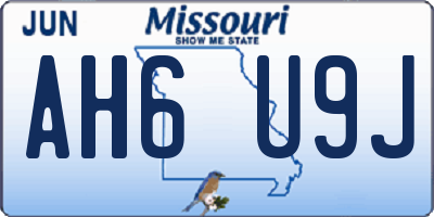 MO license plate AH6U9J