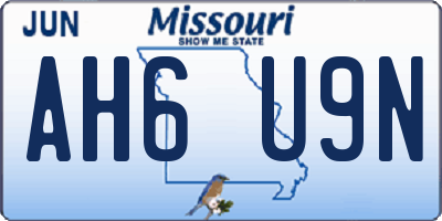 MO license plate AH6U9N