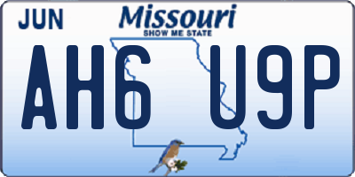 MO license plate AH6U9P