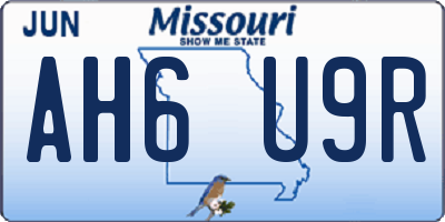 MO license plate AH6U9R