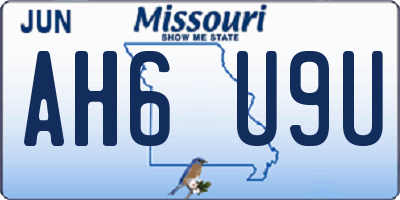 MO license plate AH6U9U