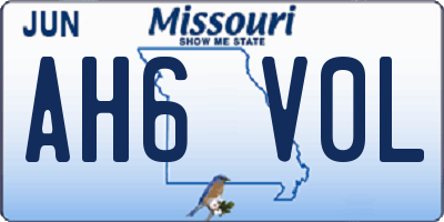 MO license plate AH6V0L