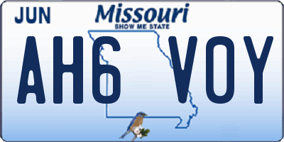 MO license plate AH6V0Y
