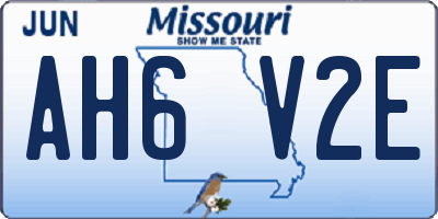MO license plate AH6V2E