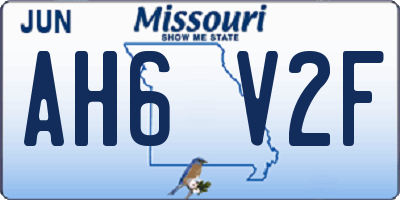 MO license plate AH6V2F
