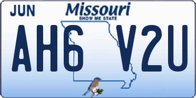 MO license plate AH6V2U
