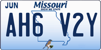 MO license plate AH6V2Y