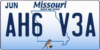 MO license plate AH6V3A