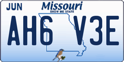 MO license plate AH6V3E