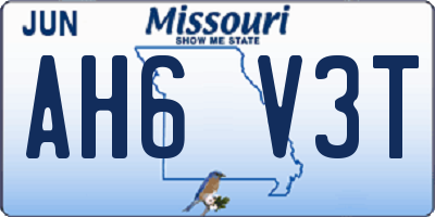 MO license plate AH6V3T