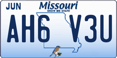 MO license plate AH6V3U