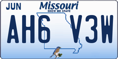 MO license plate AH6V3W