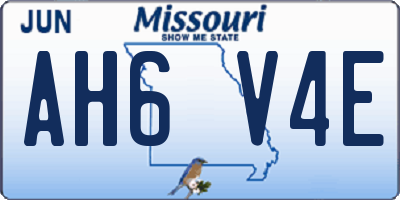 MO license plate AH6V4E