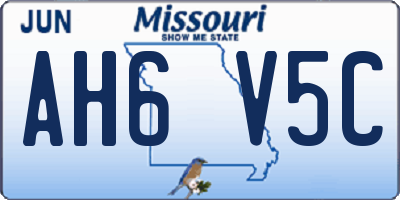 MO license plate AH6V5C