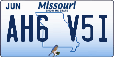 MO license plate AH6V5I