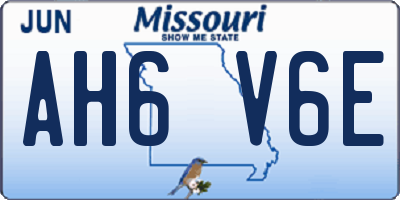MO license plate AH6V6E