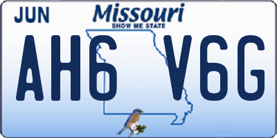 MO license plate AH6V6G