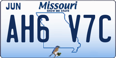 MO license plate AH6V7C