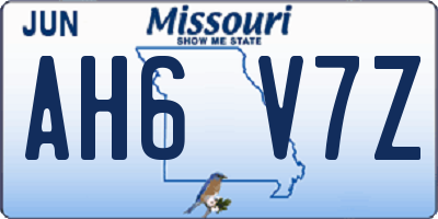 MO license plate AH6V7Z