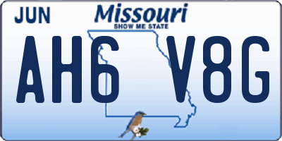 MO license plate AH6V8G