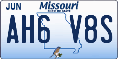 MO license plate AH6V8S