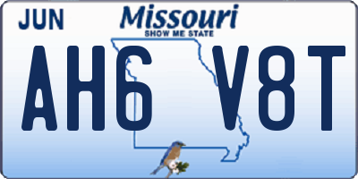 MO license plate AH6V8T