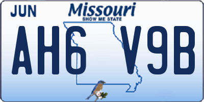 MO license plate AH6V9B