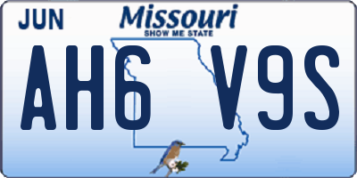 MO license plate AH6V9S
