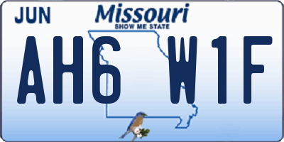 MO license plate AH6W1F
