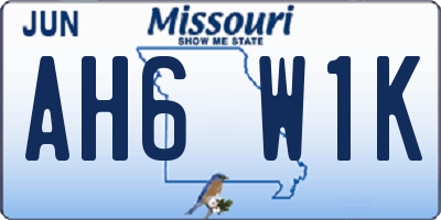 MO license plate AH6W1K
