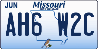 MO license plate AH6W2C