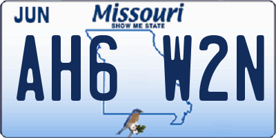 MO license plate AH6W2N