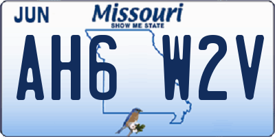 MO license plate AH6W2V