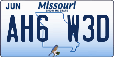 MO license plate AH6W3D
