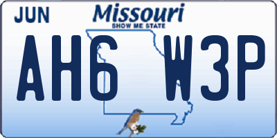 MO license plate AH6W3P