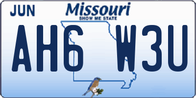 MO license plate AH6W3U