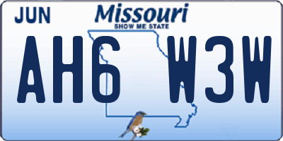MO license plate AH6W3W
