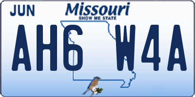 MO license plate AH6W4A
