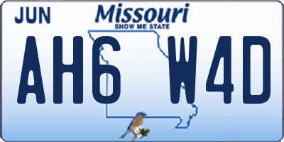 MO license plate AH6W4D