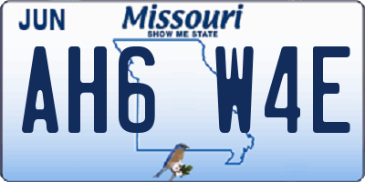 MO license plate AH6W4E